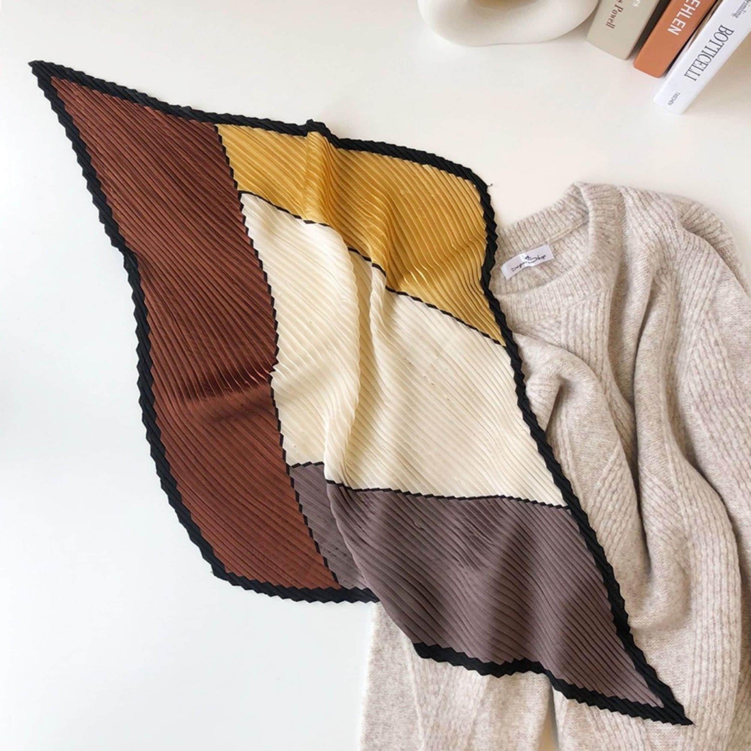 女性用プリーツスカーフ/ダイヤモンド型スカーフ/シルクヘアスカーフ/バンダナヘッドバンド/バッグアクセサリー/シルクヘッドスカーフ/彼女へのギフト/レトロスタイル