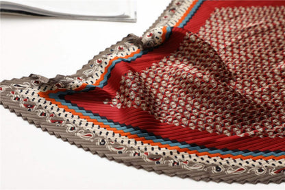 Faltenschals für Frauen/Diamantförmiger Schal/Seidenhaarschal/Bandana-Stirnband/Taschenaccessoire/Seidenkopfschal/Geschenke für Sie/Boho-Falten