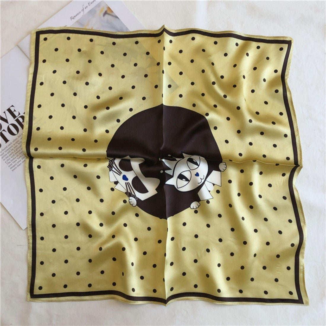 Cute cats 100% Mulberry Silk Scarf/Silk head scarf/Silk hair scarf/Silk neck scarf/Mother&