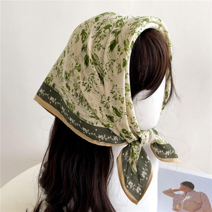 French Rustic Style Square Scarf/Herringbone Weave Square Scarf/Lady&