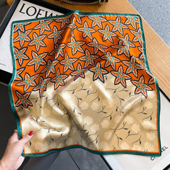 Orangefarbener Seidenschal/100 % Maulbeerseidenschal/Seidenkopfschal/Seidenhaarschal/Seidenhalstuch/Seidenbandana/Taschenaccessoire/Geschenk für Sie