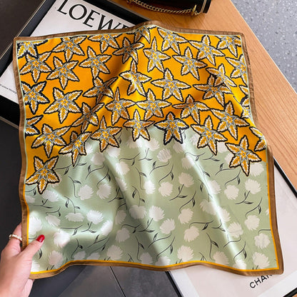 Orange Leaf Silk Scarf/100% mulberry Silk Scarf/Silk head scarf/Silk hair scarf/Silk neck scarf/Silk bandana/Bag Accessory/Gift for her