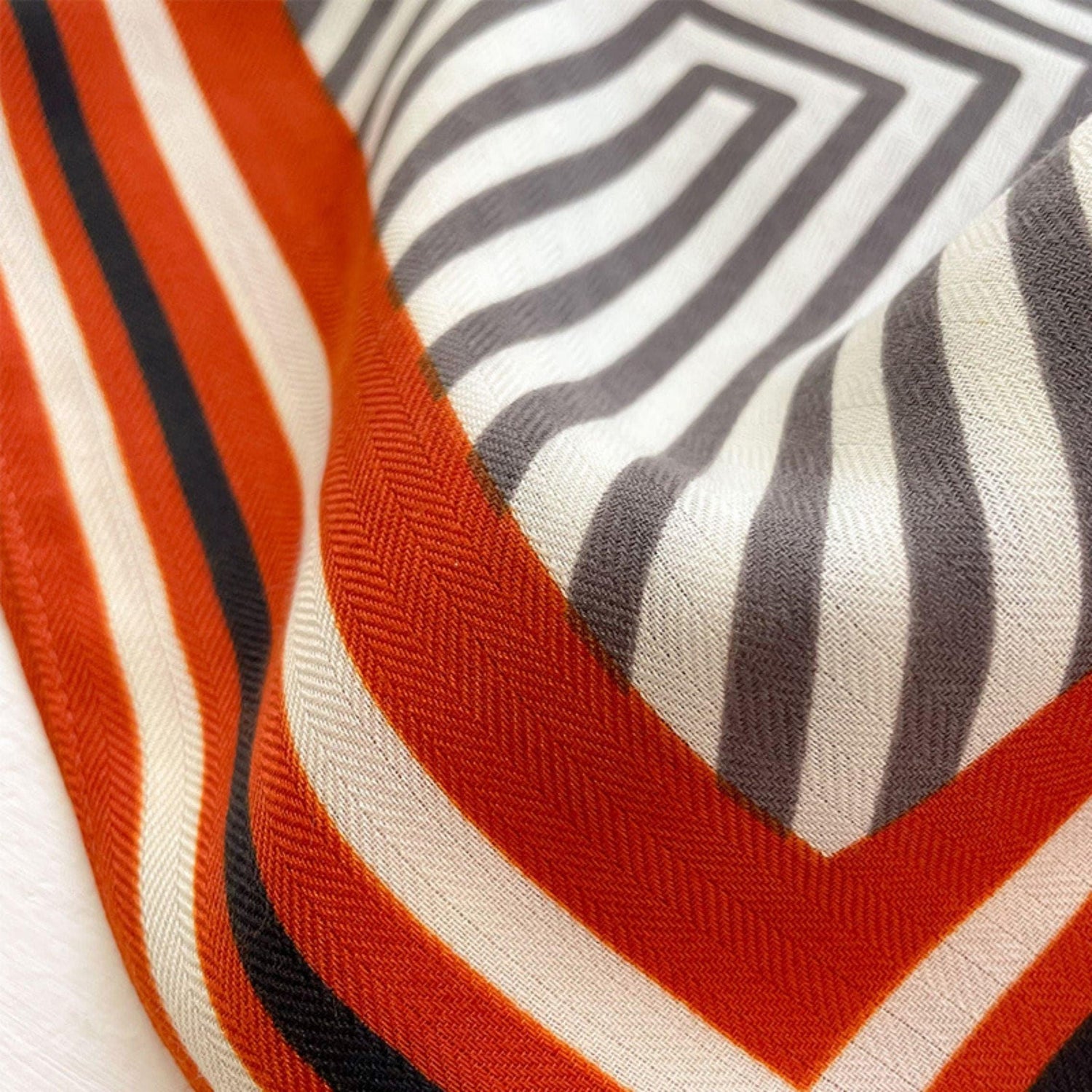 Vintage Fret Pattern Square Scarf/Retro Pattern Cotton and Linen Texture Shawl/Head Scarf for Women/Perfect Gift for Her