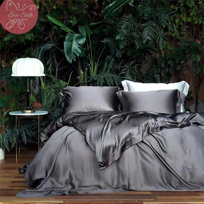 Sophisticated Minimalist Satin Bedding/Unique Encryption Weaving/Satin Bedding Set 4 Pic/Ideal Housewarming Gift for any Bed Size