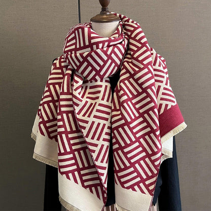Vintage Short Stripe Cashmere Texture Scarf/65*185cm Scarf/Pashmina Texture Shawl/Bohemian Shawl/Gift for Her