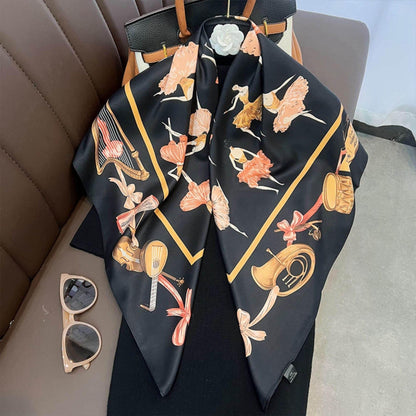 White Elegant Chic Large Satin Scarf | 90x90cm Bandana | Twill Satin Shawl | Perfect Gift for Her, Mother&