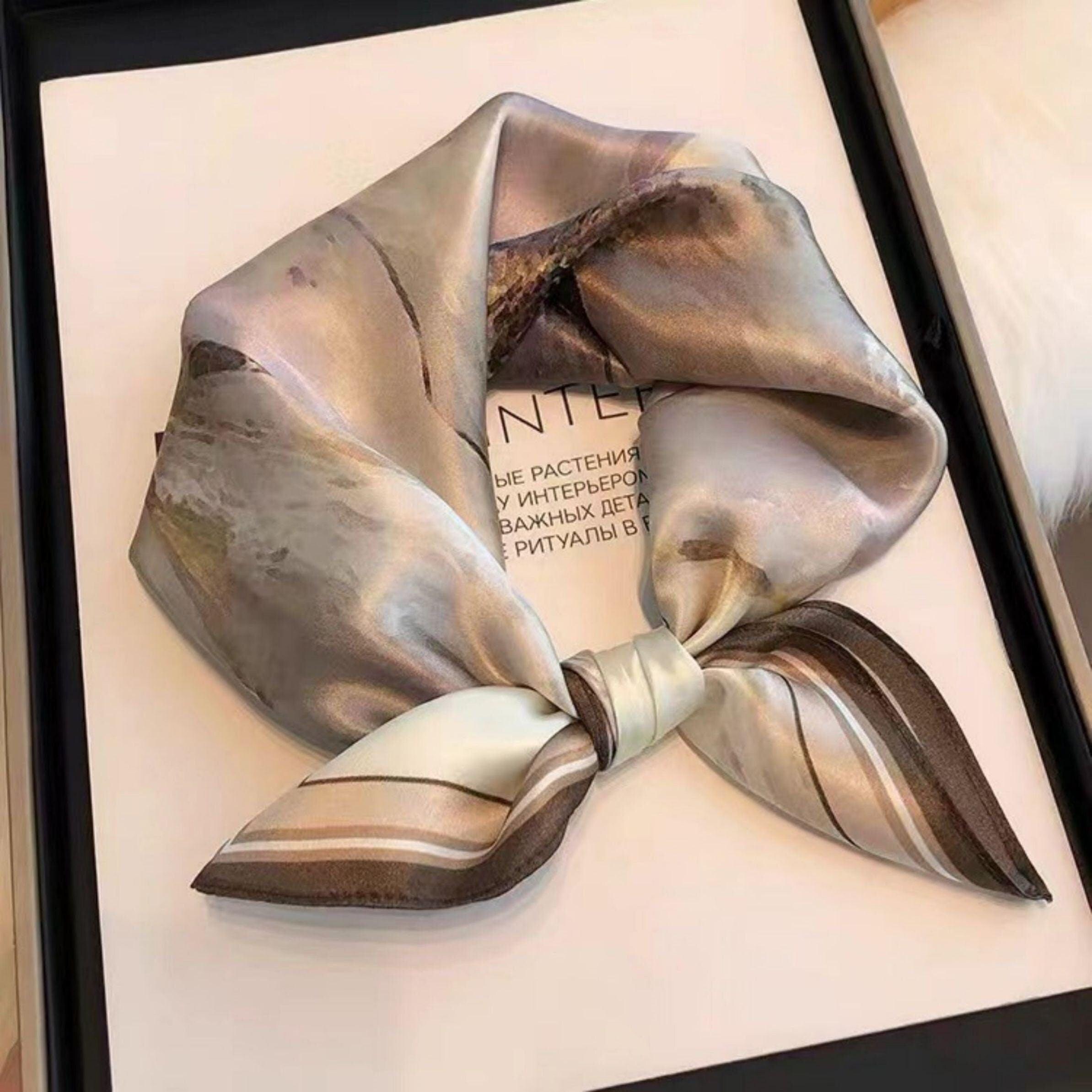 藤色水彩 100% 桑 シルク スカーフ/シルク ヘッド スカーフ/シルク ヘア スカーフ/シルク ネック スカーフ/母の日のギフト/バッグ アクセサリー/彼女へのギフト