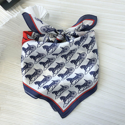 Retro Kutschenfigur 100 % Maulbeerseidenschal/Seidenkopfschal/Seidenhaarschal/Seidenhalsschal/Muttertagsgeschenke/Taschenaccessoire/Geschenk für Sie