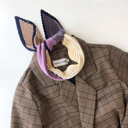 女性用プリーツスカーフ/ダイヤモンド型スカーフ/シルクヘアスカーフ/バンダナヘッドバンド/バッグアクセサリー/シルクヘッドスカーフ/彼女へのギフト/レトロスタイル