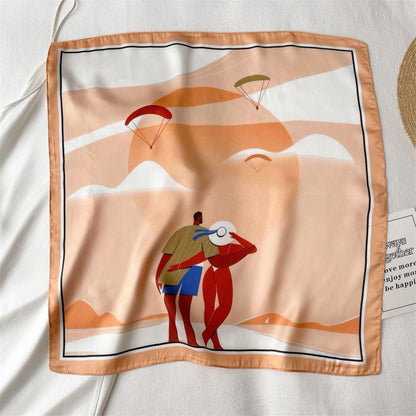 Ins-Stil 100 % veganer Seidenschal/Seidenkopfschal/55*55 cm/Seidenhaarschal/Seidenhalstuch/Seidenbandana/Taschenaccessoire/Geschenk für Sie