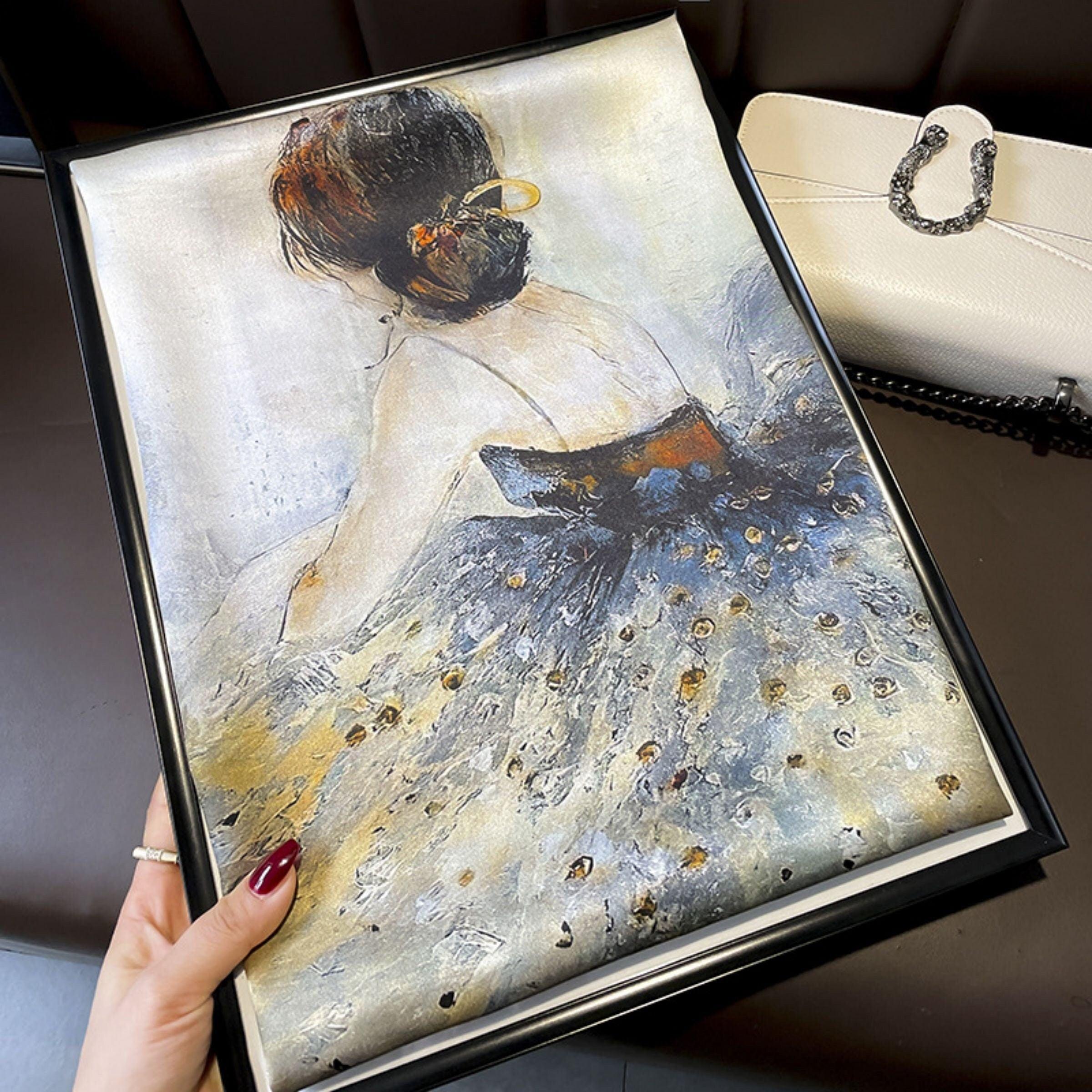 Ölgemälde Textur Ballerina Muster Maulbeerseidenschal/70CM 100% Maulbeerseidenschal/Seidenschal/Geschenk für Sie
