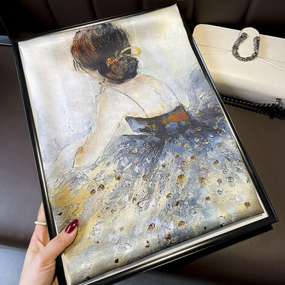 Ölgemälde Textur Ballerina Muster Maulbeerseidenschal/70CM 100% Maulbeerseidenschal/Seidenschal/Geschenk für Sie