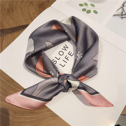 Goose print scarf/100% Vegan Silk Scarf/Silk head scarf/55*55cm/Silk hair scarf/Silk neck scarf/Silk bandana/Bag Accessory/Gift for her