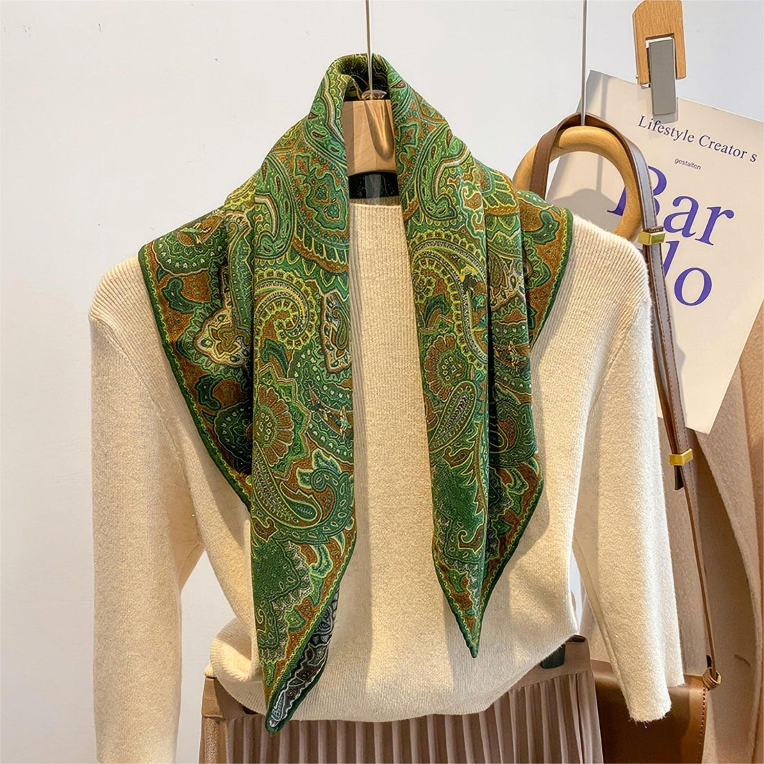 Winter Mulberry Silk Wool Blend Scarf/70*70 CM Hand Hemming Scarf/Vintage Double-Sided Paisley Print Winter Warm Shawl/Gift For Her